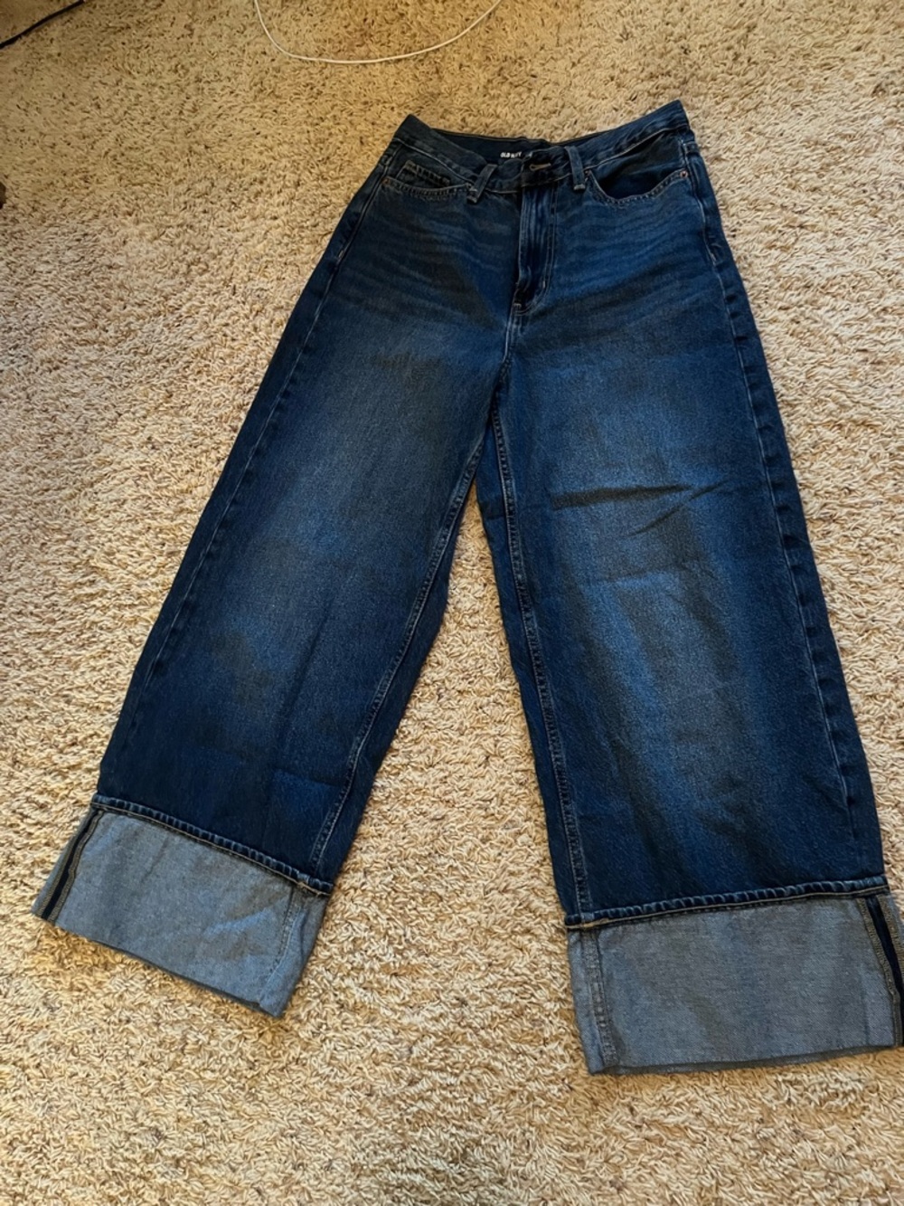Old Navy Wide Cropped Leg Dark Blue Women's Jeans